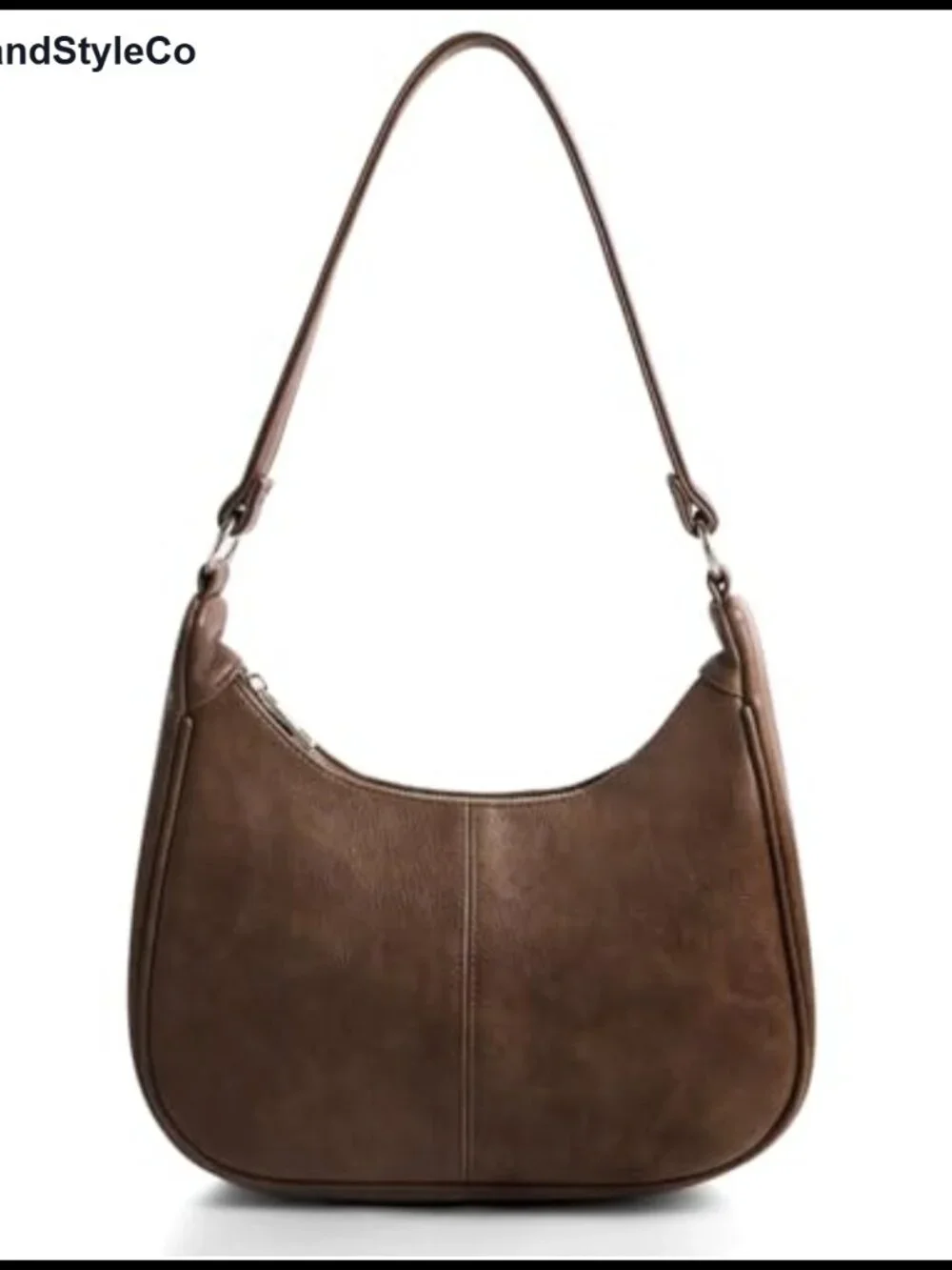 Soft Vegan Leather Hobo Shoulder Bag with Zippered Back Pocket